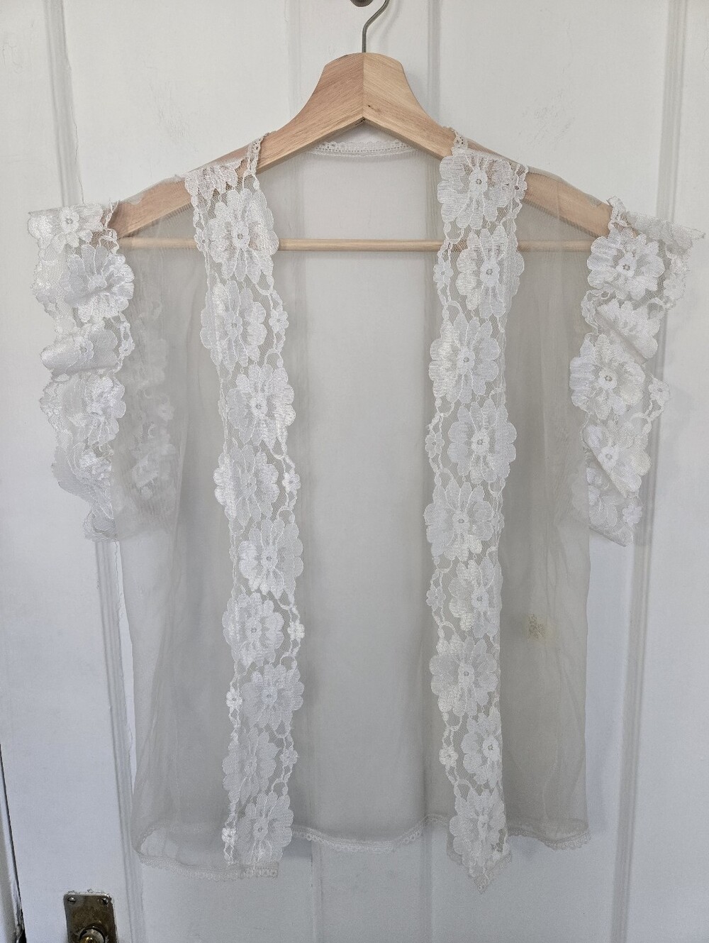 Vintage Sheer Organza Lace Top Layer Size M Romantic Unconventional Lace Fairy